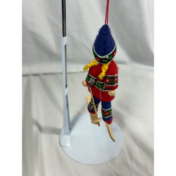 Vintage Christmas Tree Ornaments Skiing Girl Elf and Drummer Boy Winter - Picture 3 of 6